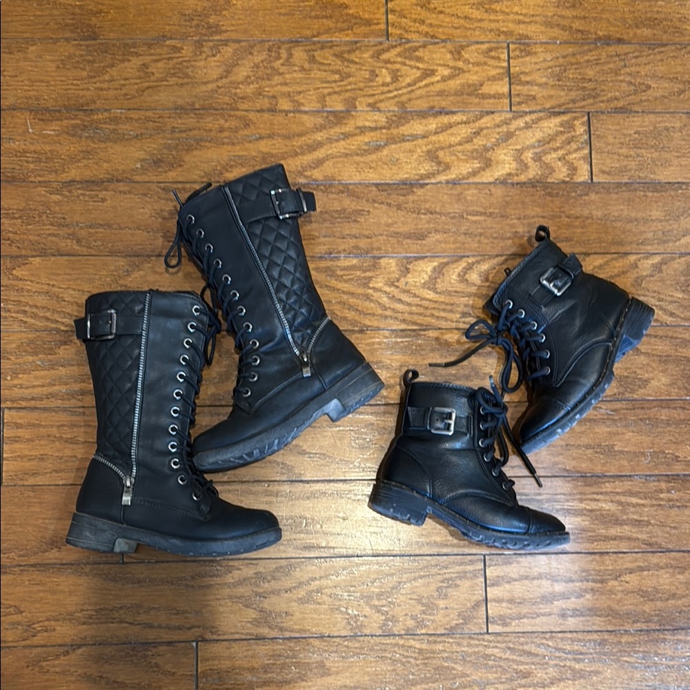 Mudd tall Black Quilted Lace-Up Boots & Wonder Nation short boots